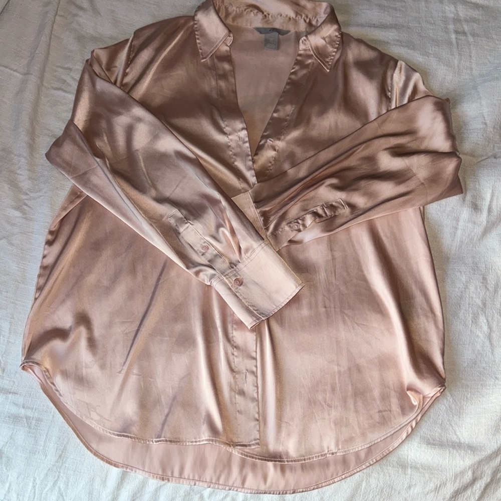 H&M - silk long sleeve button down blouse